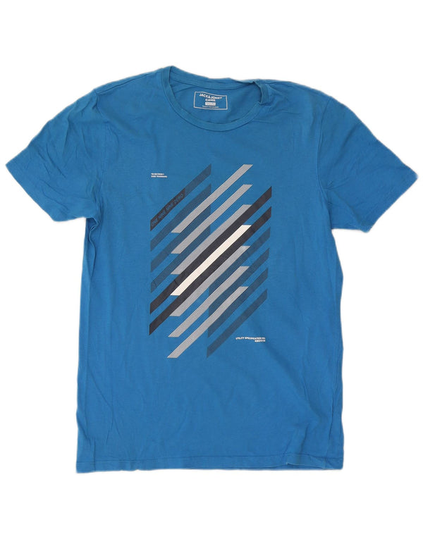 Jack & Jones T-shirt graphique coupe slim pour homme, grand bleu, coton