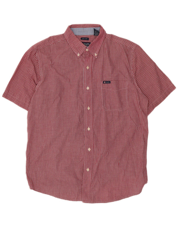 Chaps Chemise à manches courtes pour homme en coton vichy rouge