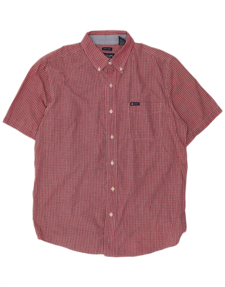 Chaps Chemise à manches courtes pour homme en coton vichy rouge
