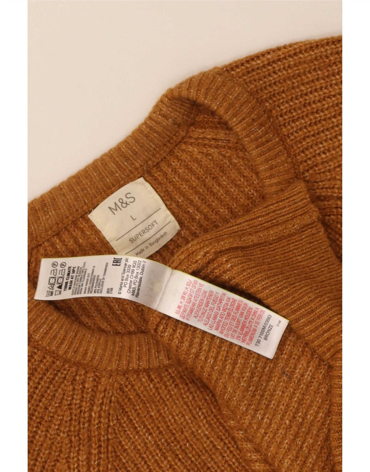 Marks & Spencer Pull à col rond pour homme Large Marron Polyamide