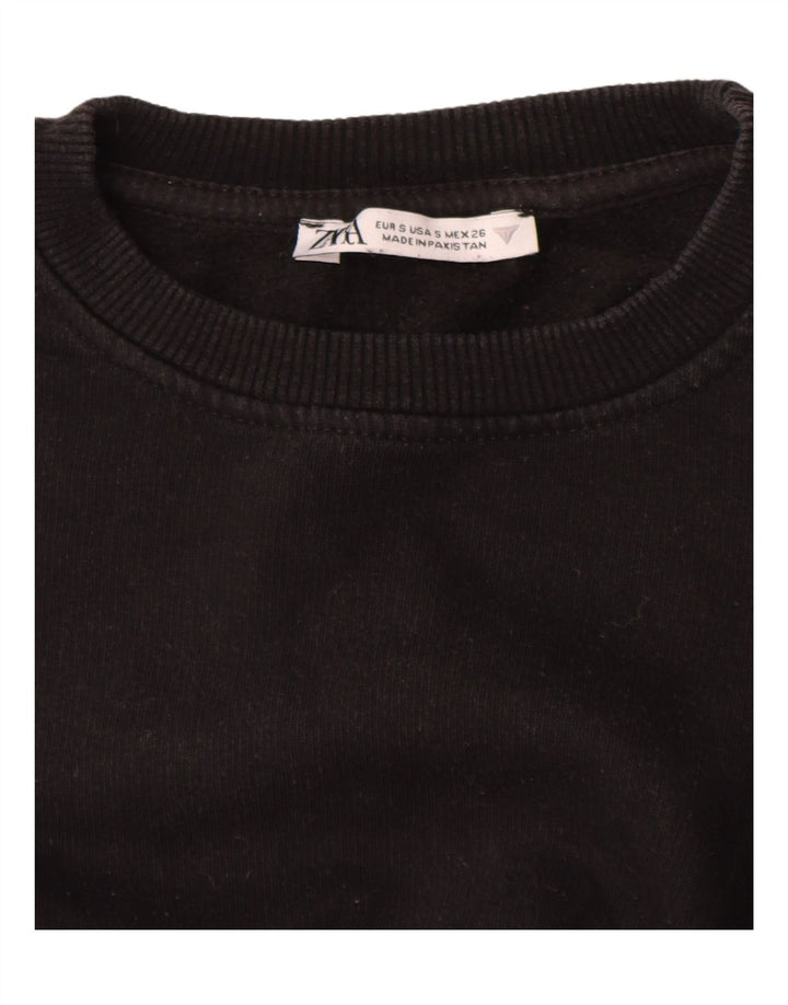 Zara Womens Crop Sweatshirt Jumper UK 10 Petit Noir