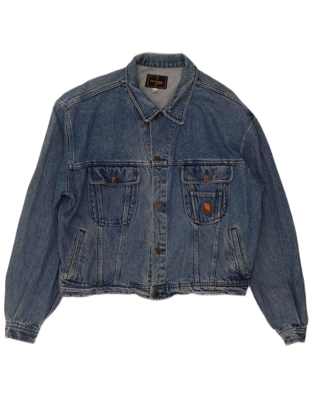 Trussardi Femme Veste En Jean Oversize UK 18 XL Bleu Coton