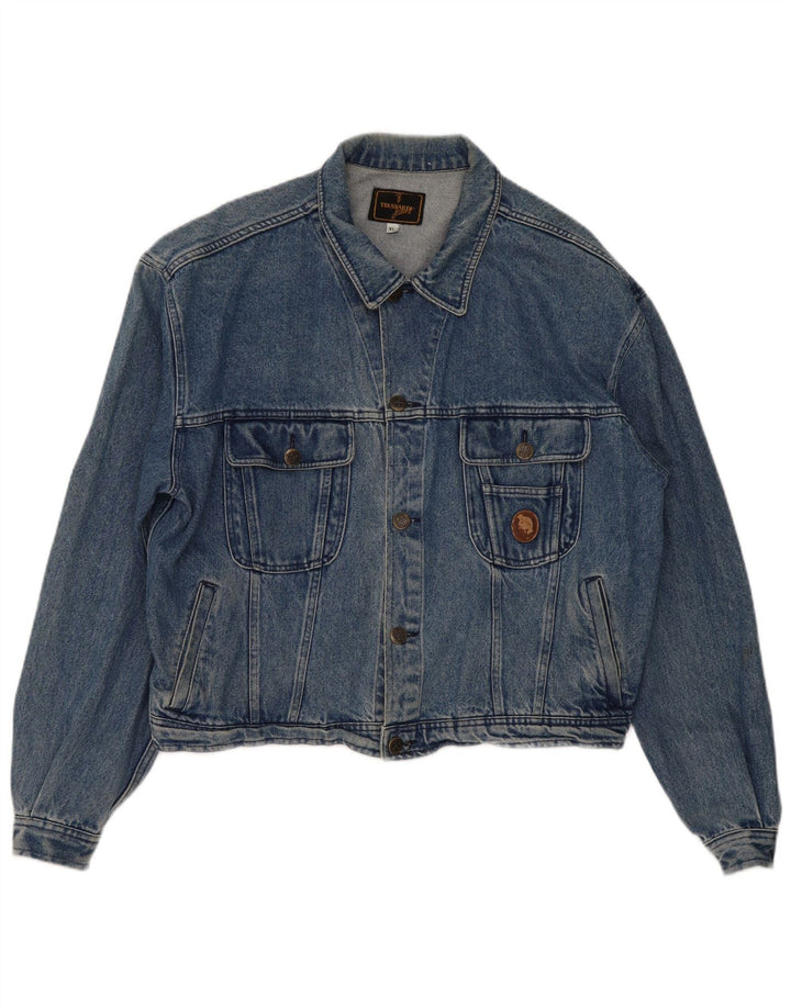 Trussardi Femme Veste En Jean Oversize UK 18 XL Bleu Coton