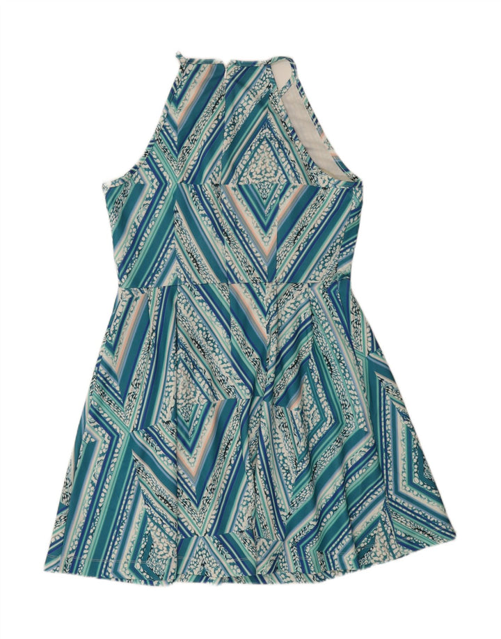 MOSSIMO Womens Sleeveless A-Line Dress UK 18 XL Blue Geometric Polyester