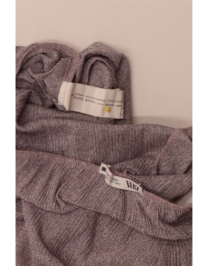 Zara Pantalon décontracté évasé pour femme Large W34 L32 Gris Polyester