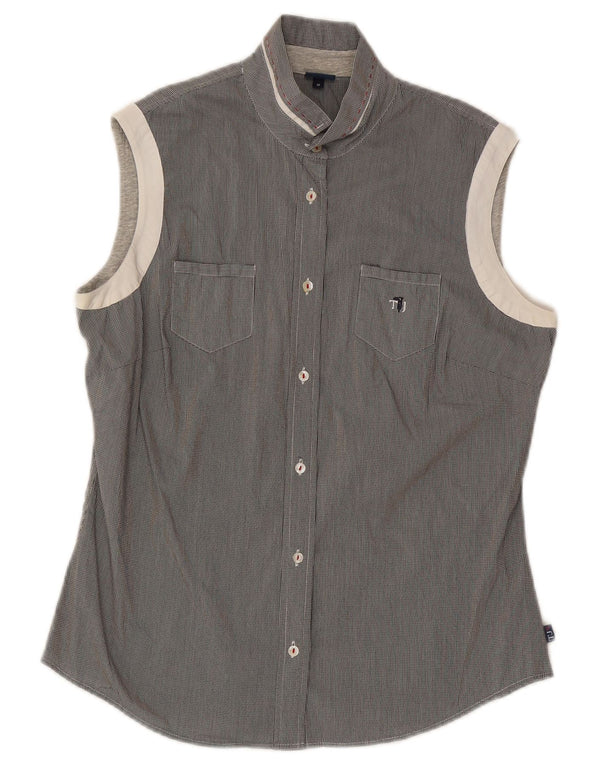 Trussardi Jeans Chemise sans manches pour femme UK 44 Gris moyen à carreaux