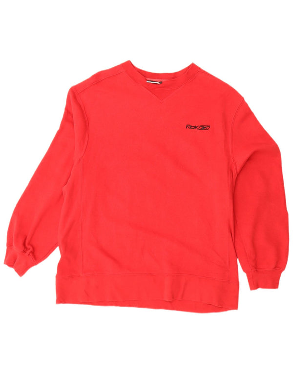 REEBOK Sweat-shirt pour femme UK 16 Large Rouge Coton