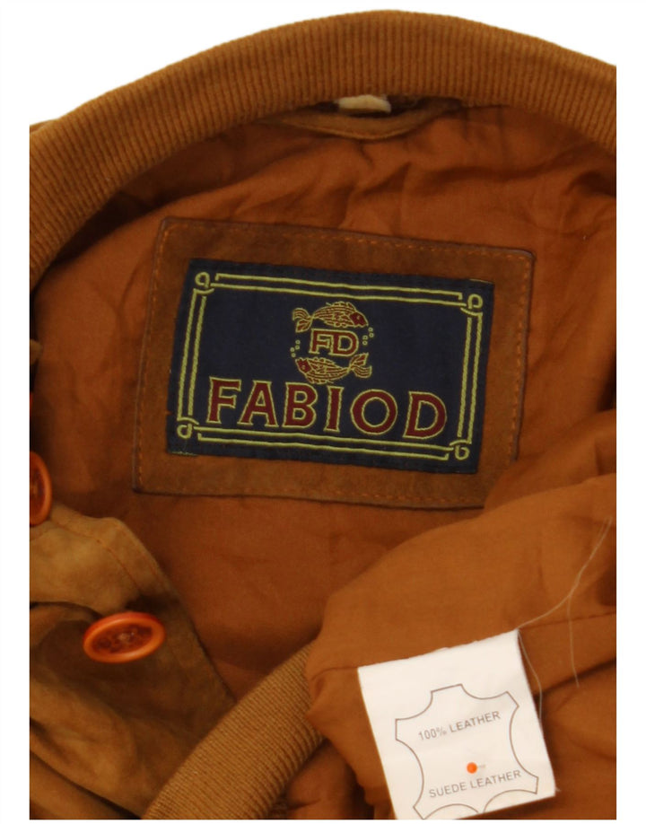FABIO D Veste Bomber en Daim pour Homme UK 40 Grand Cuir Beige