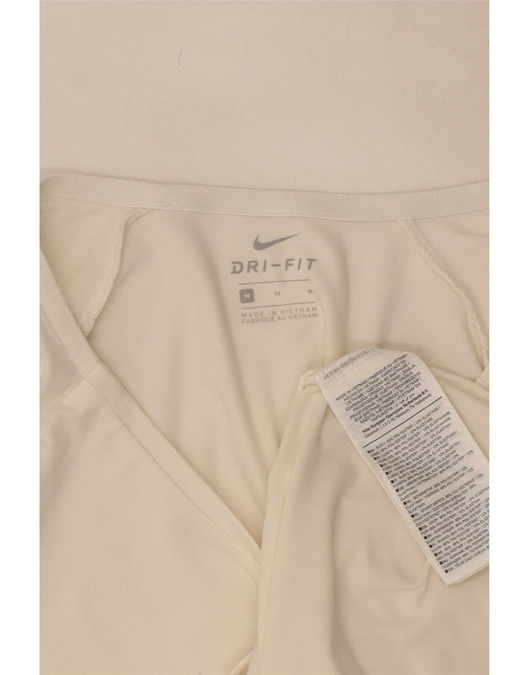 Nike Haut Dri Fit à manches 3/4 pour femme UK 12 Polyester blanc moyen