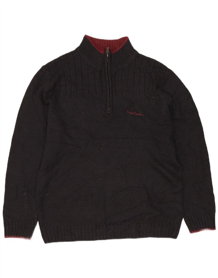 PIERRE CARDIN Pull col zippé pour femme UK 20 2XL Acrylique noir