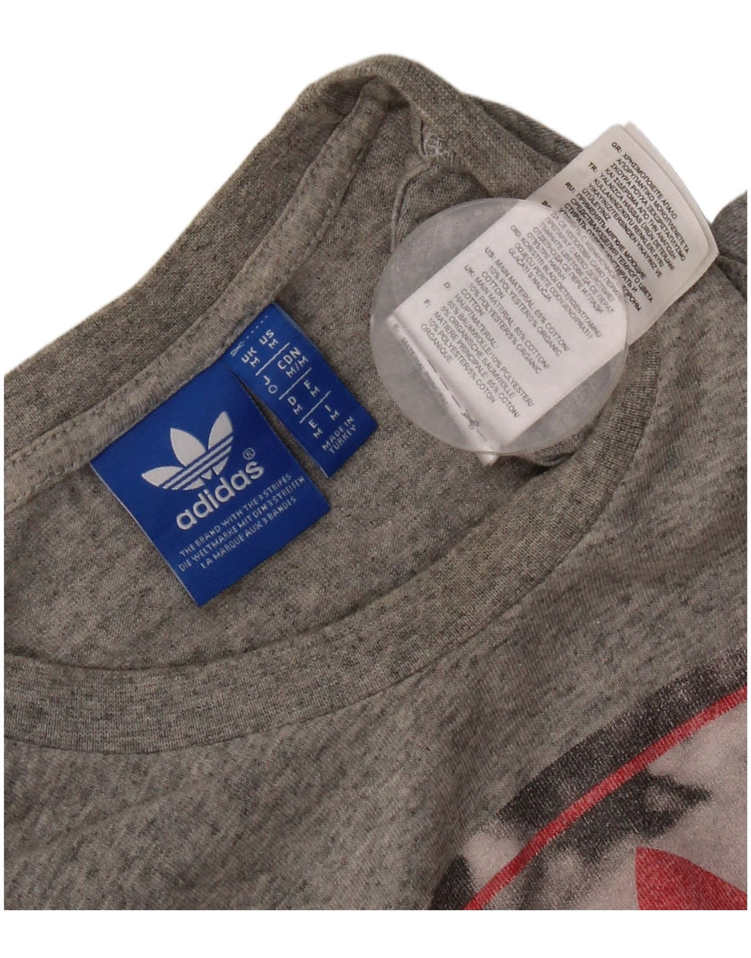 Adidas T-Shirt Graphique Homme Gris Moyen Moucheté Coton