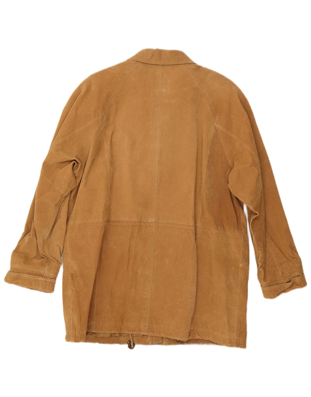 vintage Femmes Surdimensionné Suède Pardessus UK 16 Grand Cuir Beige
