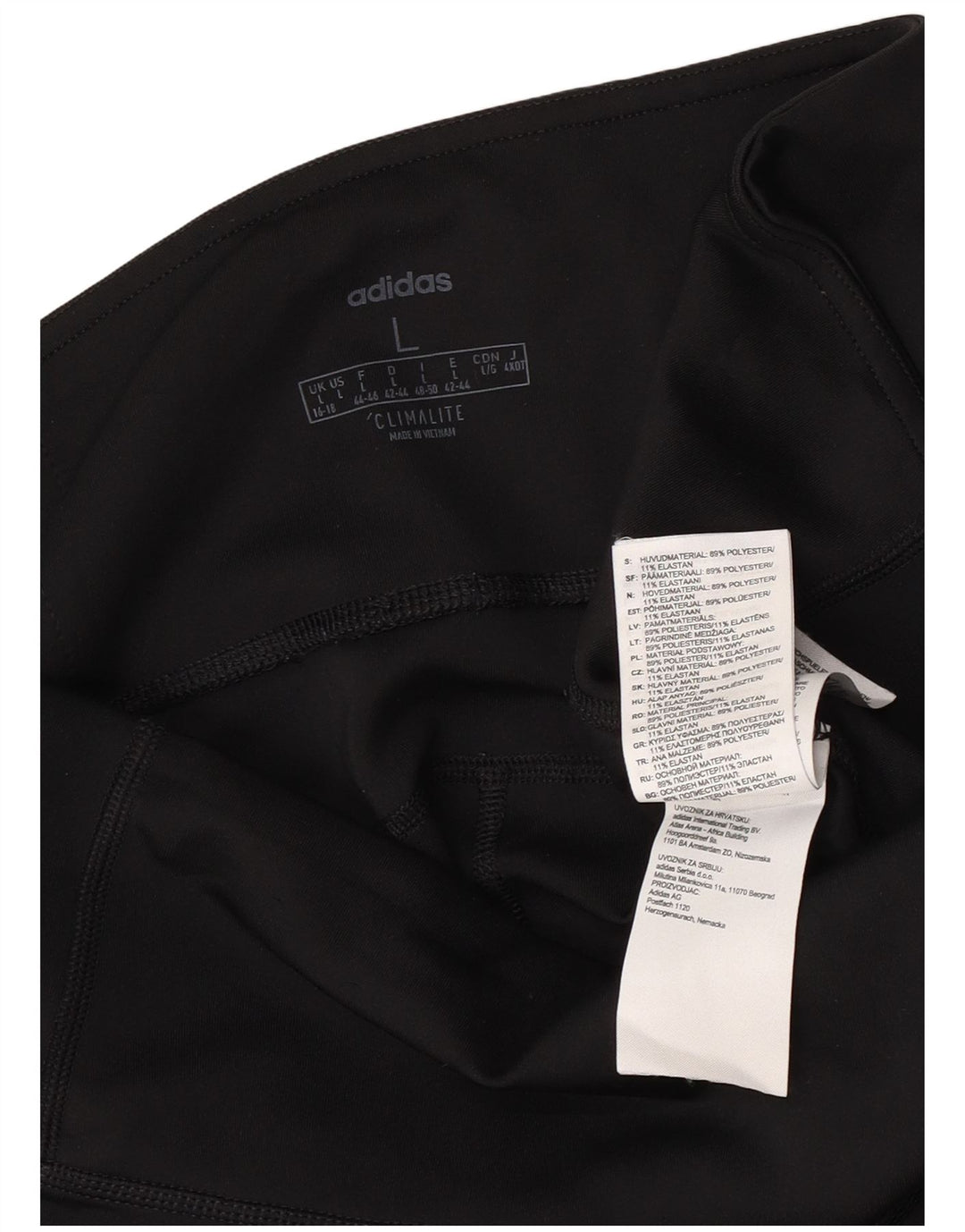 ADIDAS Femmes Climalite Crop Leggings UK 16/18 Grand Noir Polyester