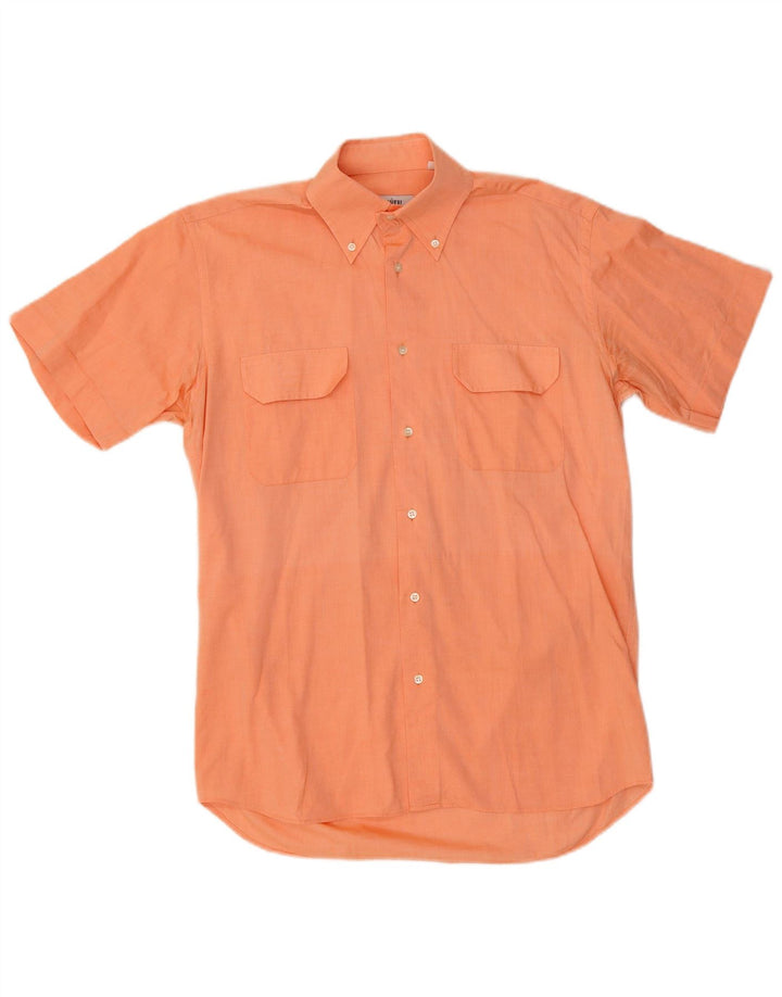 Coveri Chemise à manches courtes pour homme Taille 39 15 1/2 Orange moyen