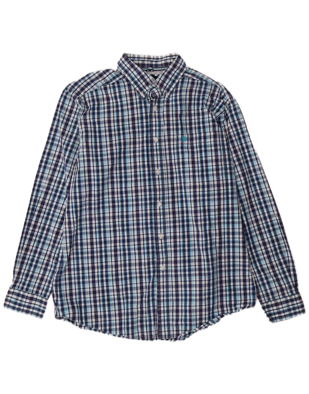 Ariat Chemise ajustée pour homme XL en coton à carreaux bleu