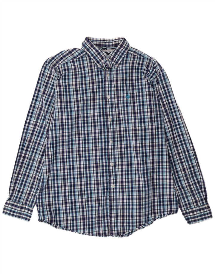 Ariat Chemise ajustée pour homme XL en coton à carreaux bleu