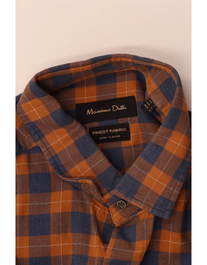 Massimo Dutti Chemise en flanelle pour homme à carreaux orange