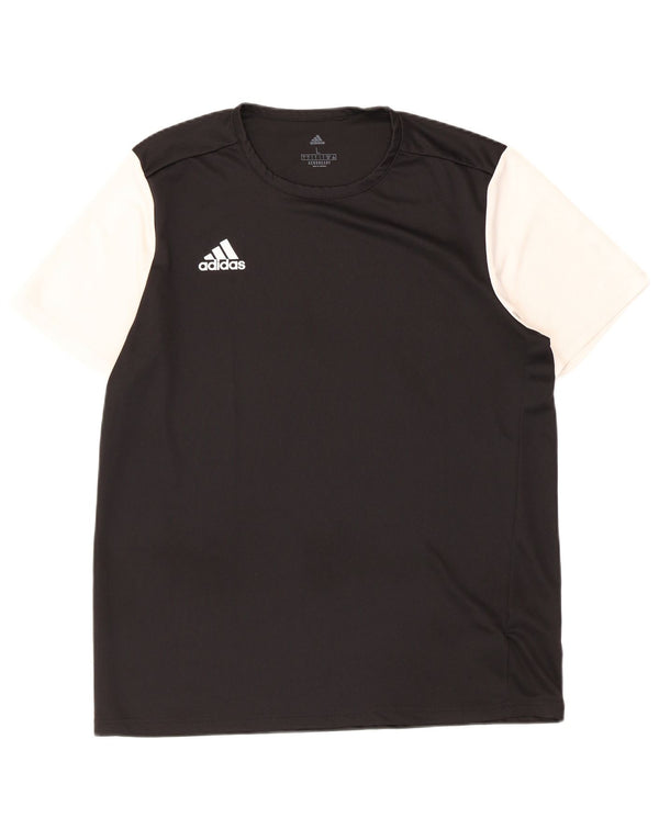 Adidas T-shirt à manches courtes pour hommes, grand, noir, color block, polyester