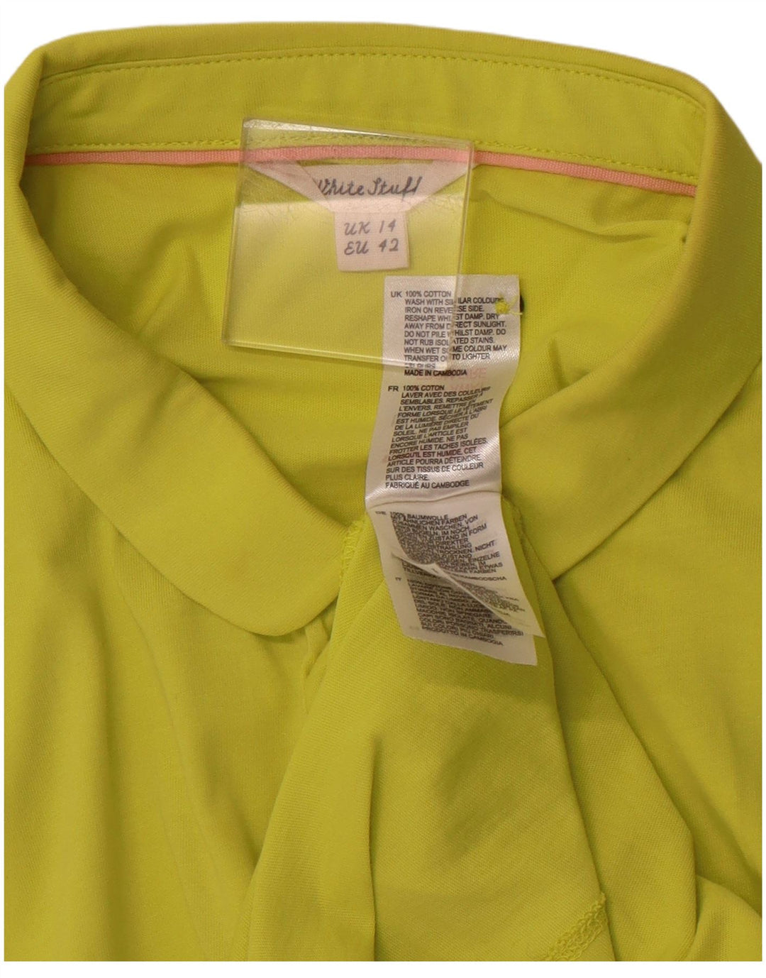 WHITE STUFF Chemisier à manches courtes pour femme UK 14 Coton vert moyen