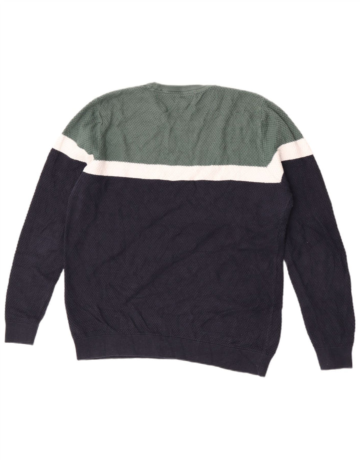Marks & Spencer Pull à col rond pour homme Bleu marine moyen Colourblock