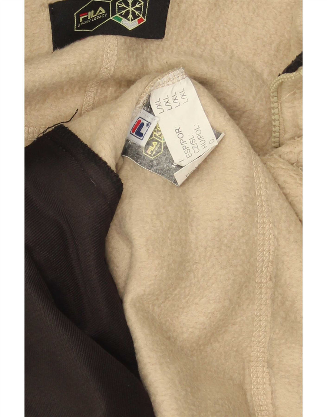 Fila Veste polaire pour homme UK 40 Large Beige Colourblock Polyester