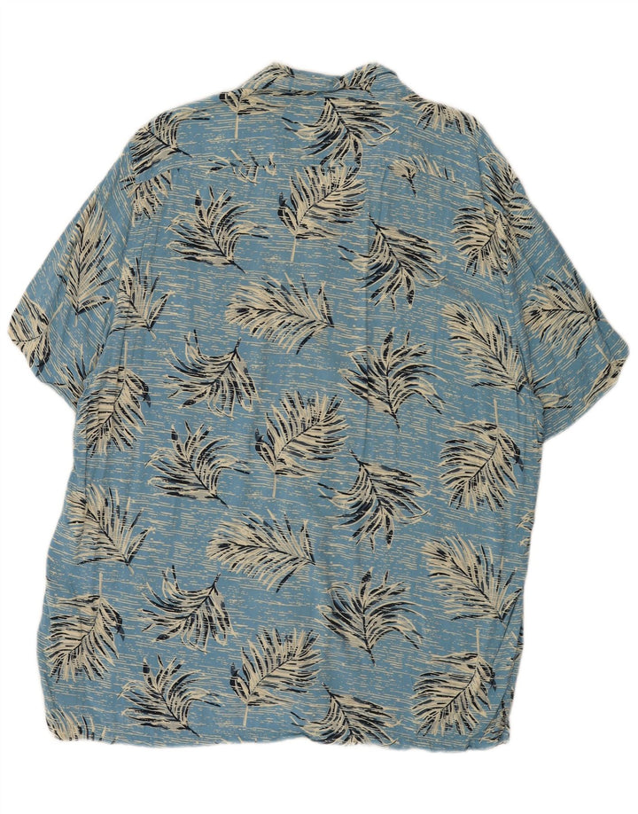 C&A Mens Short Sleeve Shirt XL Blue Floral Viscose