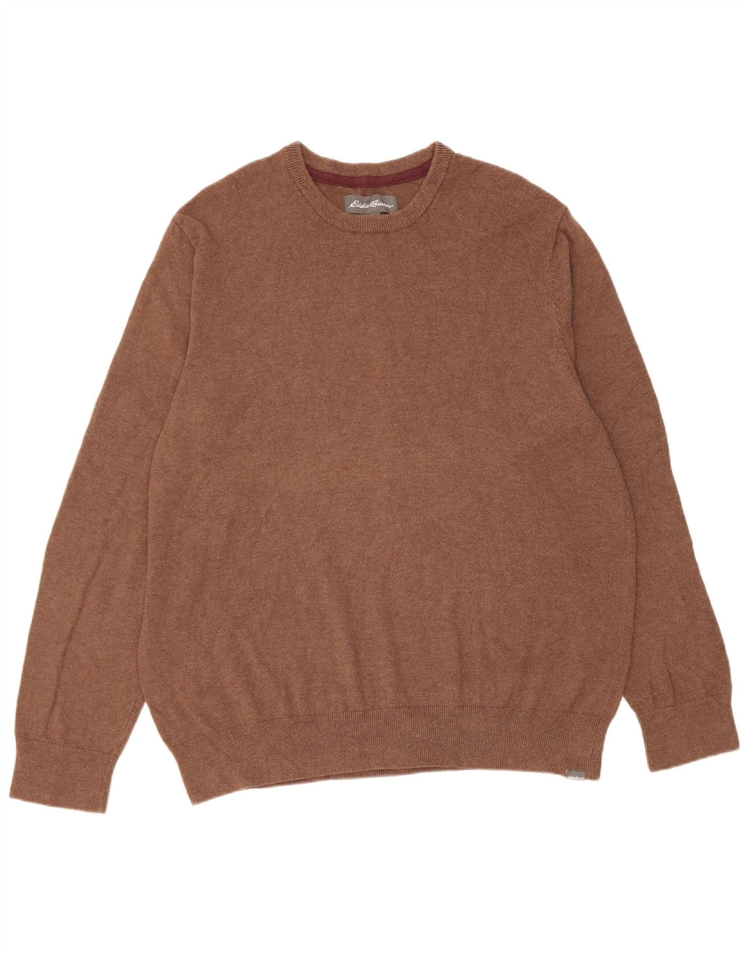 Eddie Bauer Pull à col rond pour homme en coton marron Taille L
