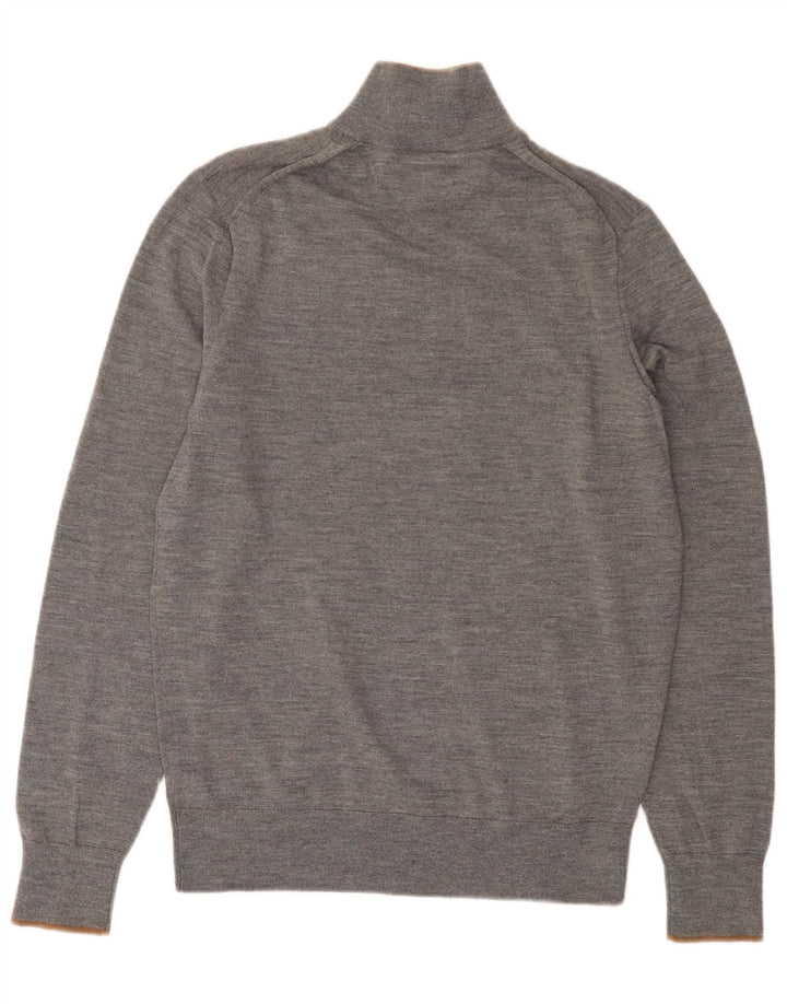 Tommy Hilfiger Pull à col zippé pour homme en laine mérinos gris moyen