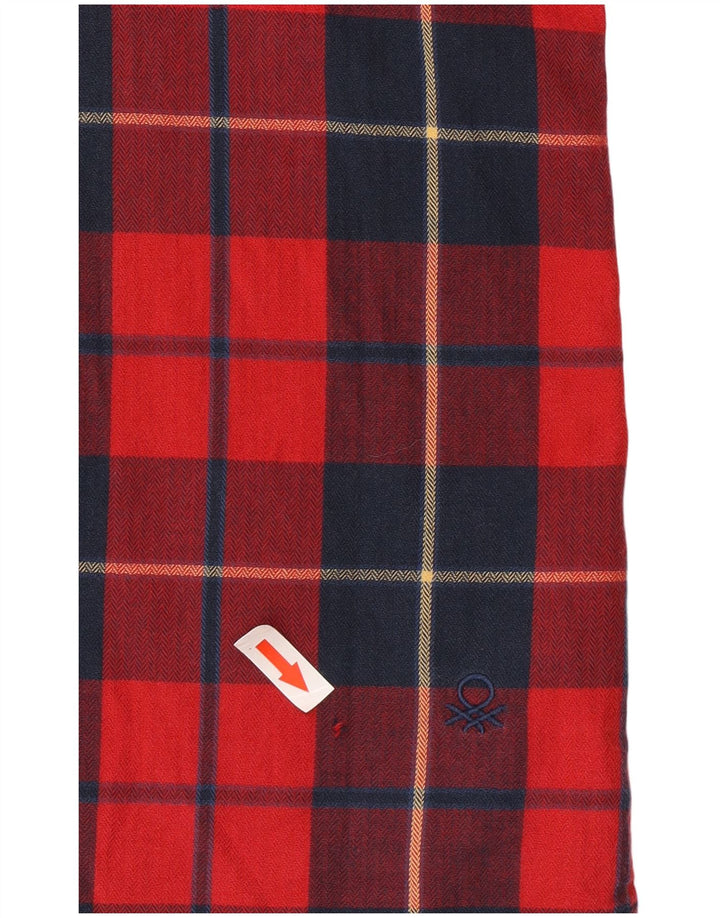 Benetton Chemise En Flanelle Homme Grand Carreau Rouge