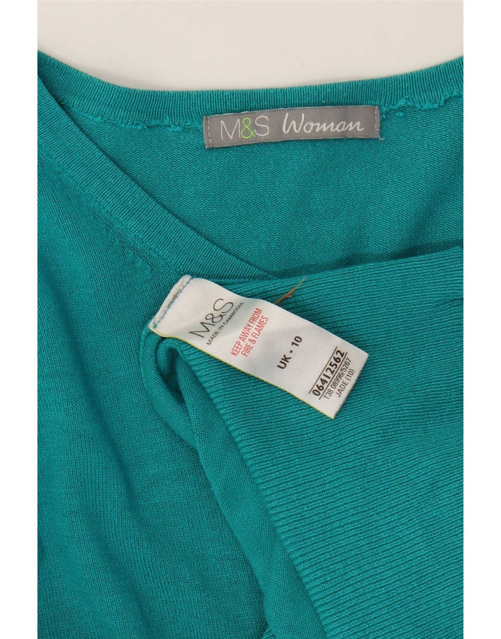 Marks & Spencer Pull Cardigan Femme UK 10 Petit Bleu Viscose