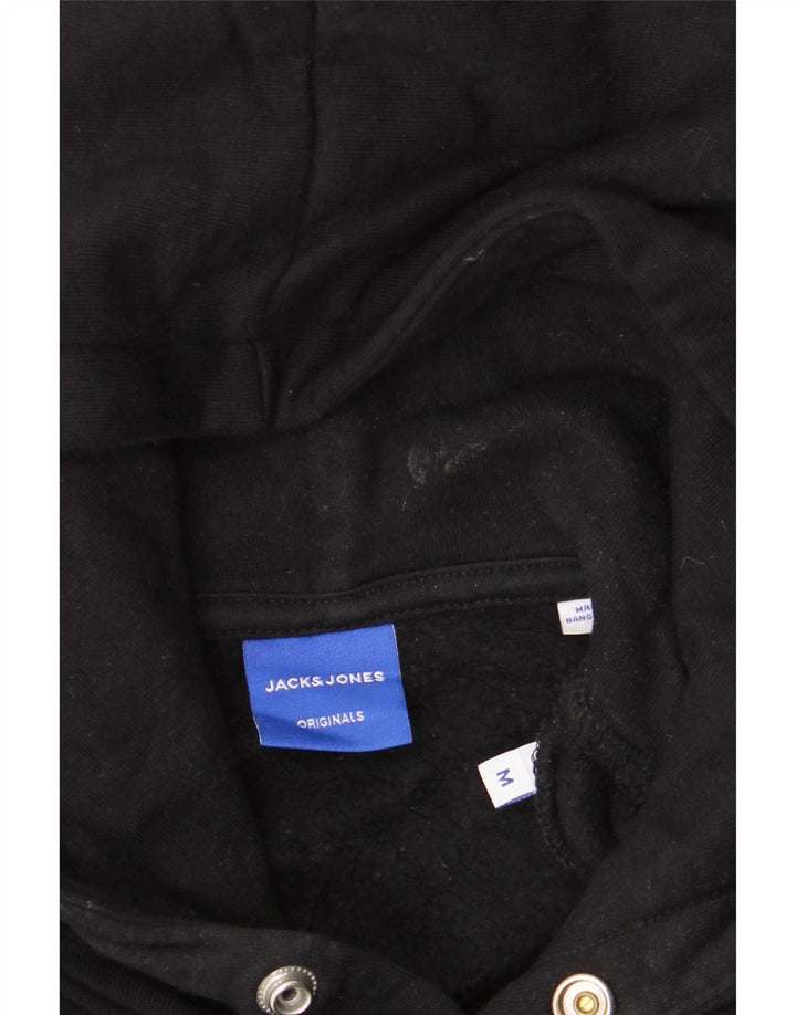 JACK & JONES Mens Graphic Hoodie Jumper Medium Black Vintage Jack & Jones and Second-Hand Jack & Jones from Messina Hembry 