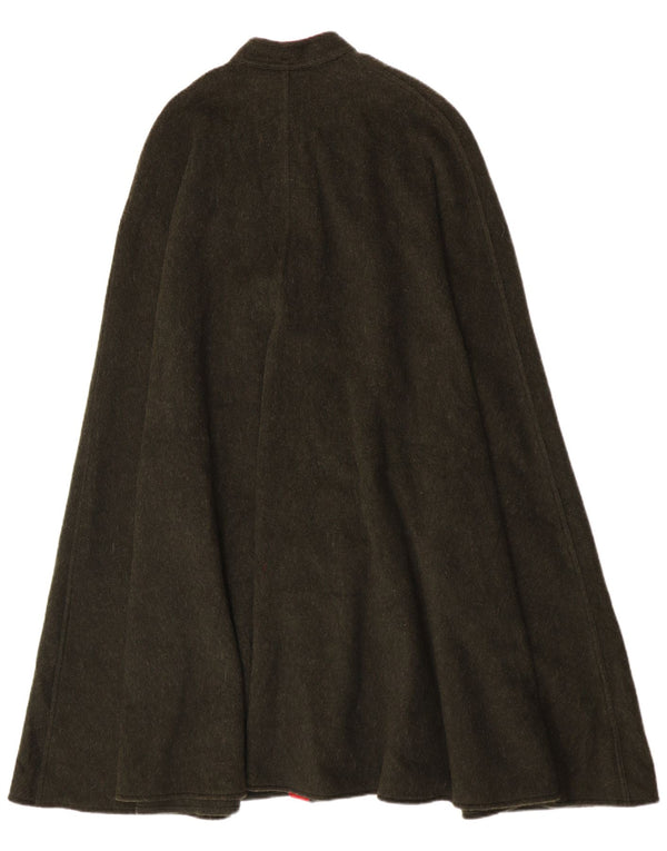 vintage Femme Cape Manteau Taille Unique Laine Kaki