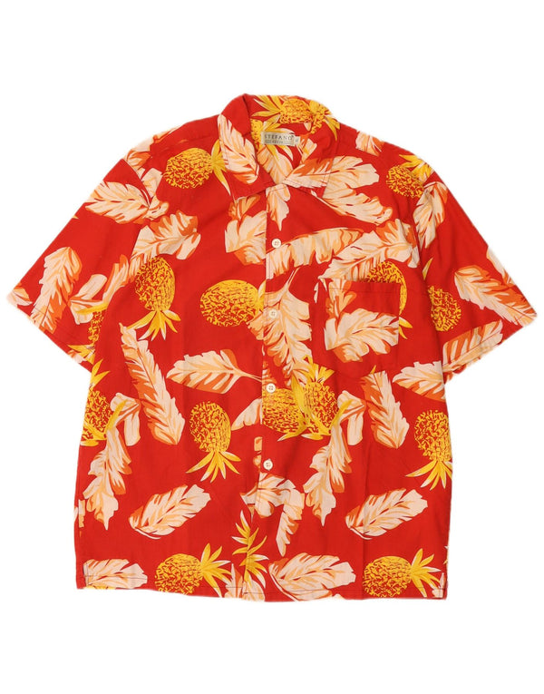 Stefano Chemise à Manches Courtes Homme XL Coton Floral Rouge