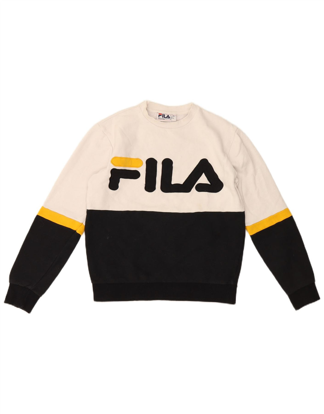 Fila Sweat-shirt graphique pour hommes, petit, en coton color block blanc