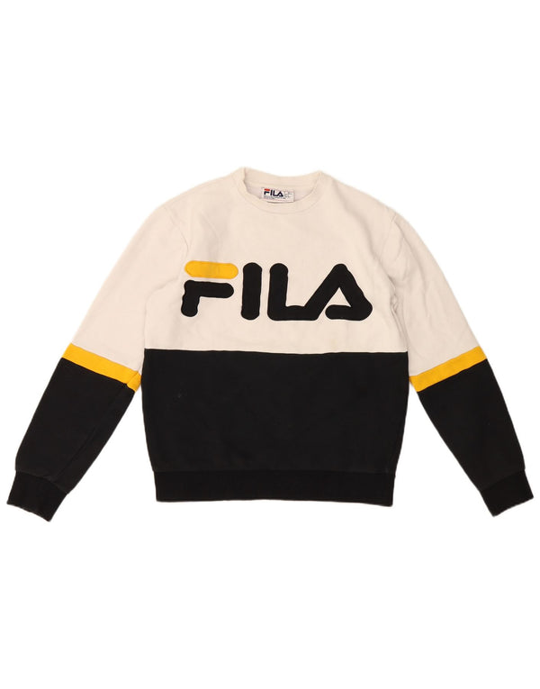 Fila Sweat-shirt graphique pour hommes, petit, en coton color block blanc