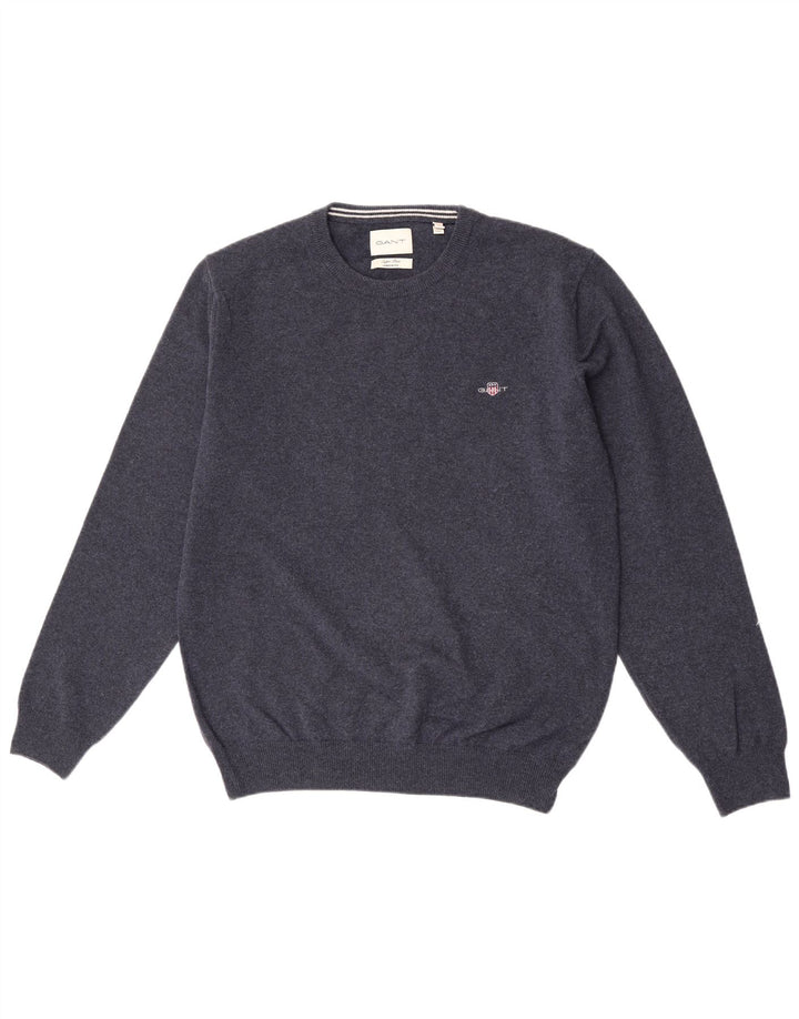 Gant Pull ras du cou pour homme en laine d'agneau bleu marine Taille L