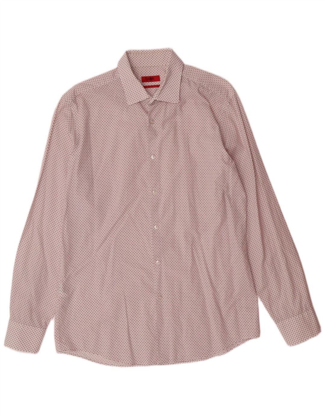 HUGO BOSS Chemise slim fit pour homme taille 42 16 1/2 grand coton tacheté blanc