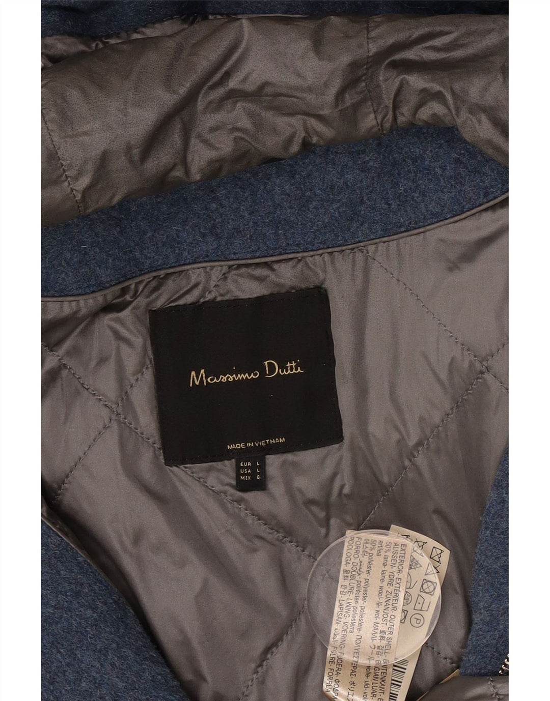 Massimo Dutti Manteau surdimensionné à capuche pour femme UK 16 Grande laine bleue
