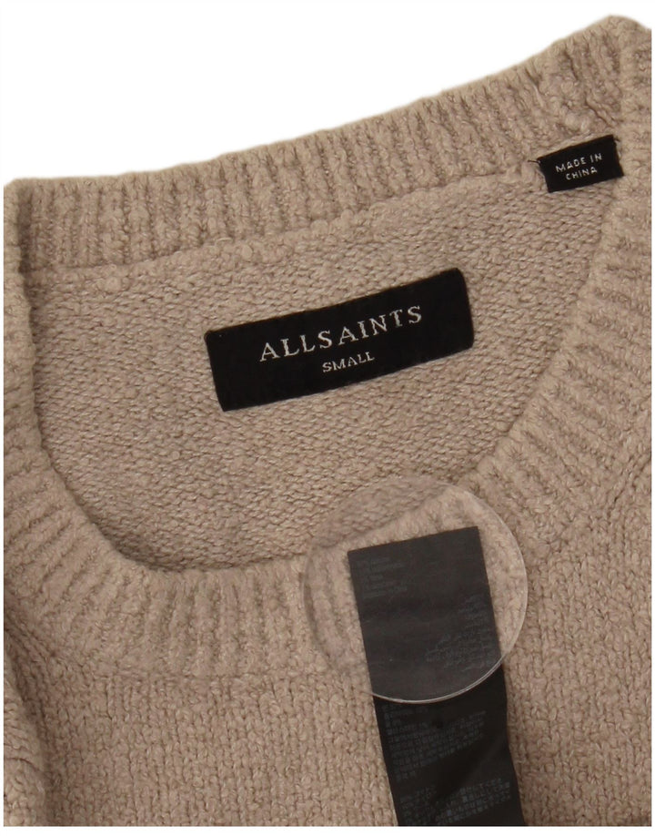 ALL SAINTS Pull col rond homme petit coton beige