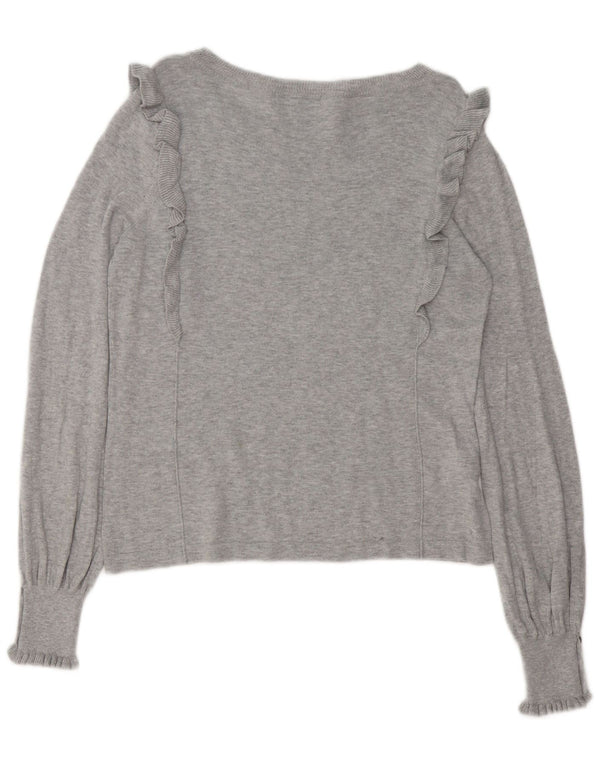 LAURA ASHLEY Pull col bateau pour femme UK 14 Grand coton gris