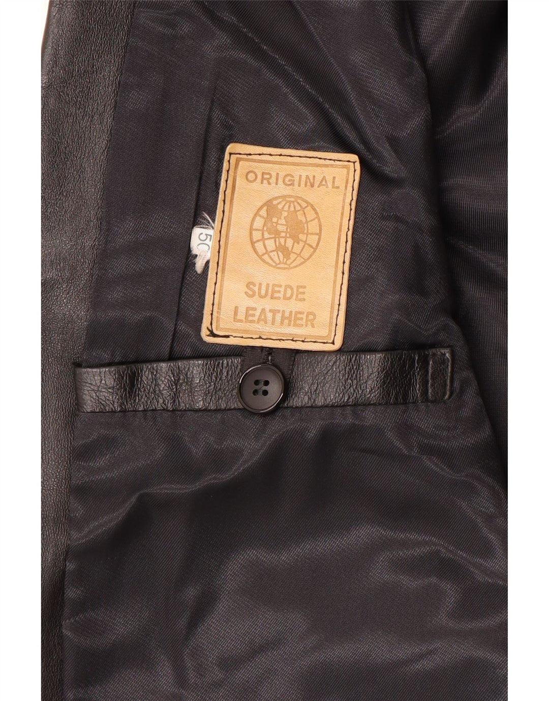 vintage Homme 2 Boutons Veste Blazer En Cuir IT 50 Grand Cuir Noir
