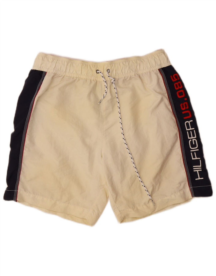 TOMMY HILFIGER Short de Bain Graphique pour Homme Large Blanc Cassé Colourblock