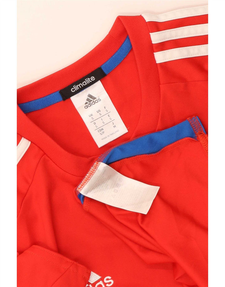 Adidas Hommes Climalite T-Shirt Haut Petit Rouge Colorblock Polyester