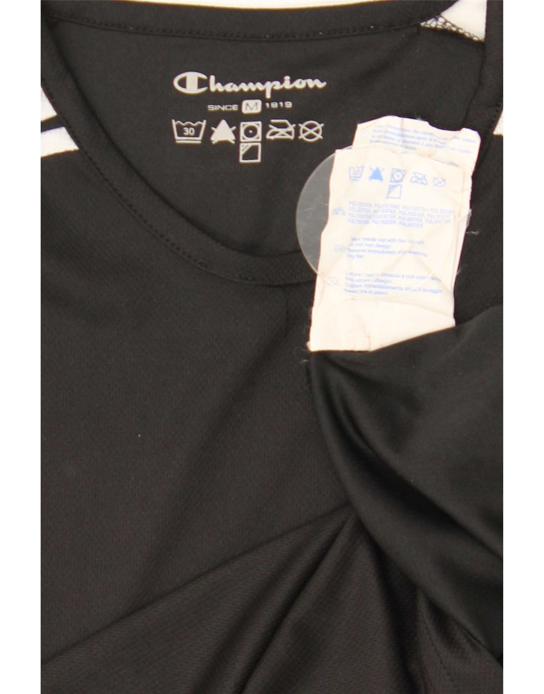 Champion T-Shirt Femme Top UK 12 Medium Noir Colourblock Polyester