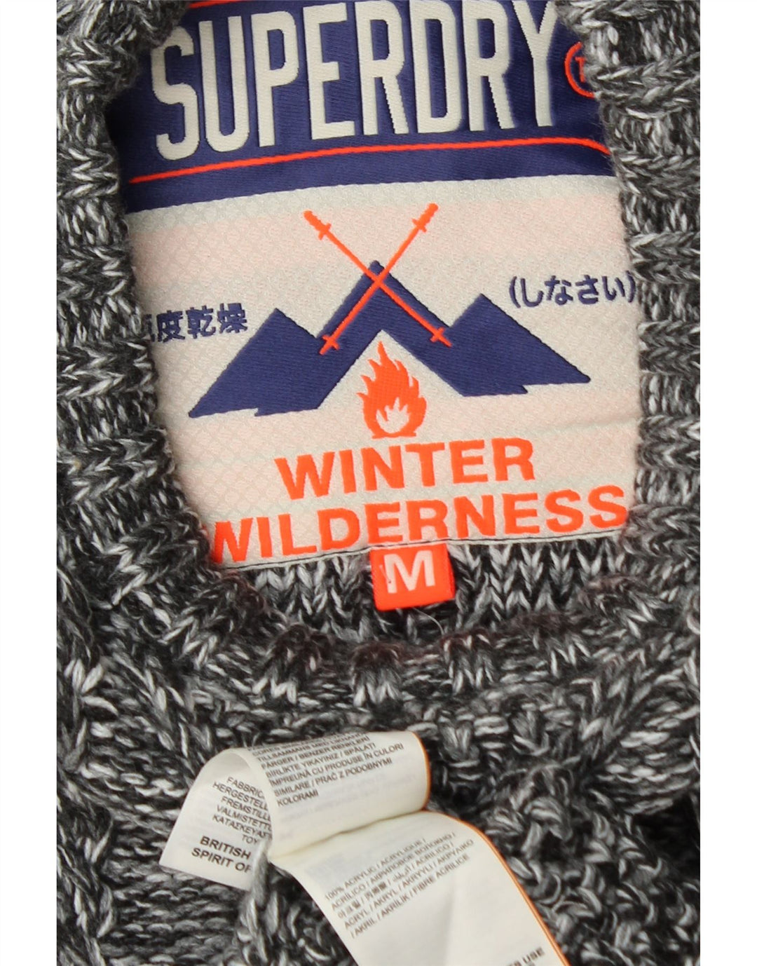 SUPERDRY Pull Col Rond Homme Gris Moyen Acrylique Moucheté