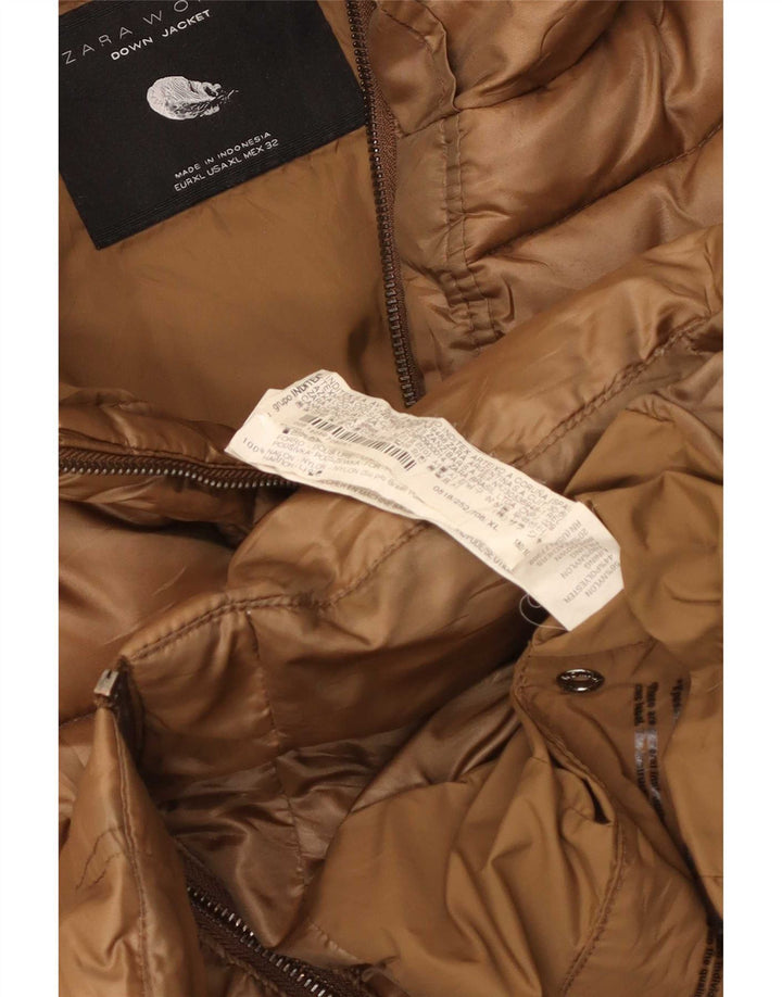 Zara Veste matelassée pour femme UK 18 XL Nylon marron
