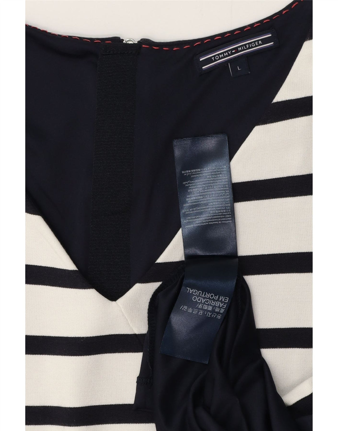 TOMMY HILFIGER Robe fourreau sans manches pour femme UK 14 Large Rayé Blanc