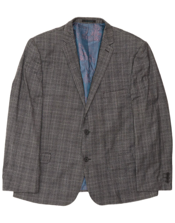 Ted Baker Veste blazer à 2 boutons pour homme UK 46 3XL Gris à carreaux en laine