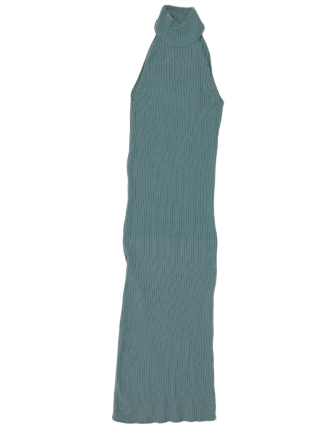 Zara Robe Maxi Halter Pour Femme UK 12 Nylon Bleu Moyen