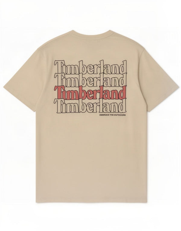 Timberland Mens Regular Fit Graphic T-Shirt Top Large Blanc Coton